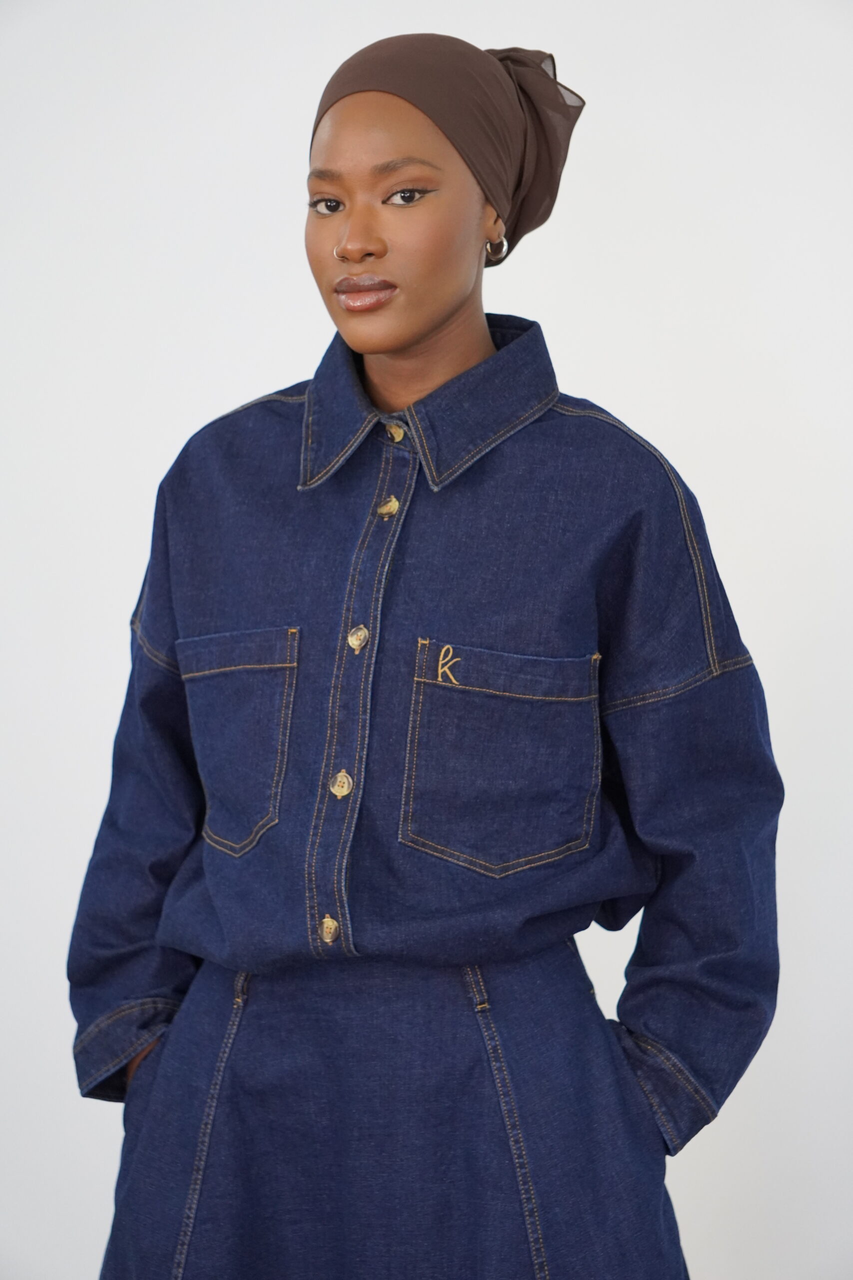 veste en jean oversize modeste